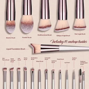 BS-MALL Makeup Brush Set 18 Pcs Premium Synthetic Foundation Powder Concealers E